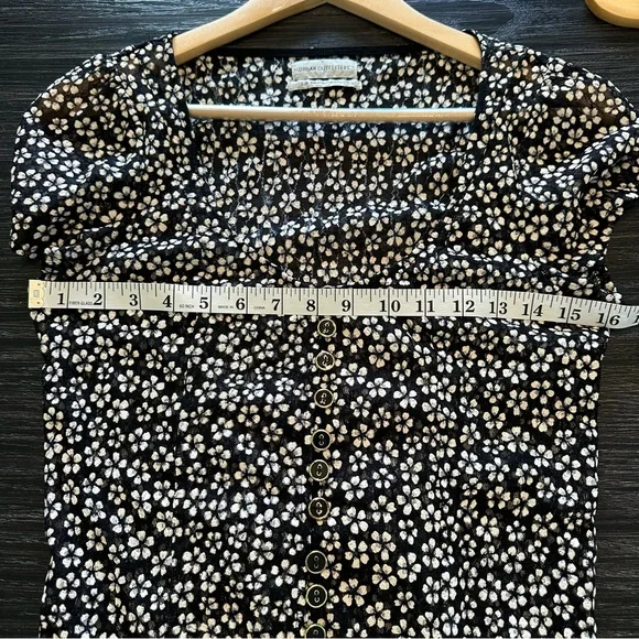 Urban Outfitters Floral Button Lace Corset-Back Black & White Sheer Mini Dress L - Picture 13 of 16